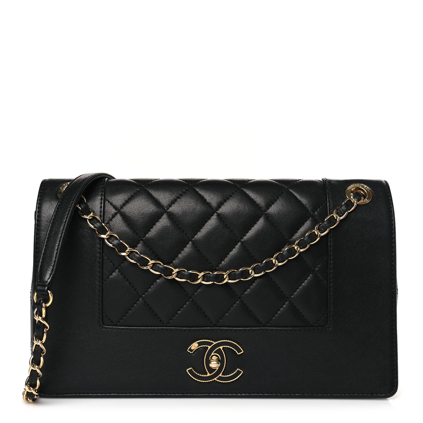 Sheepskin Quilted Vintage Mademoiselle Flap Black