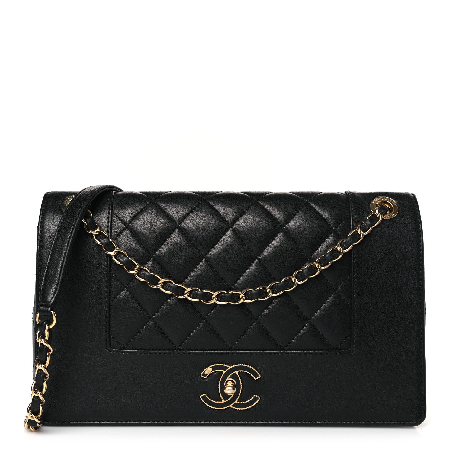 Chanel Sheepskin Quilted Vintage Mademoiselle Flap Black 1 of 9