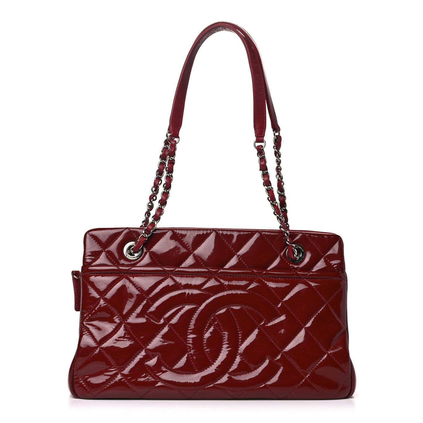 Patent Quilted Timeless CC Soft Tote Red