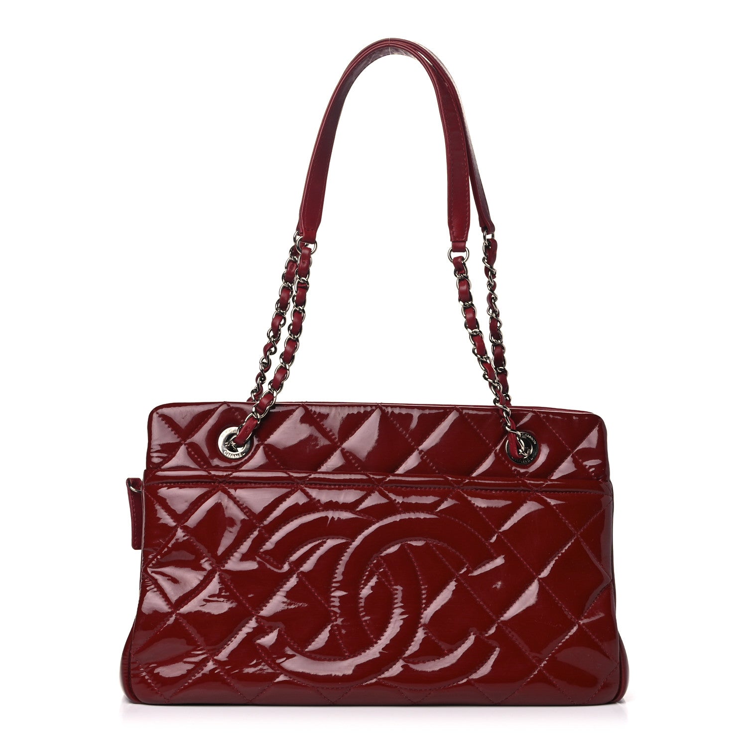 Chanel Patent Quilted Timeless CC Soft Tote Red 1 of 21
