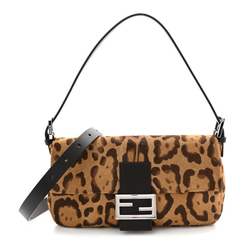 Calf Hair Vitello Jaguar Print Baguette Re Edition 26424 Moro Natural