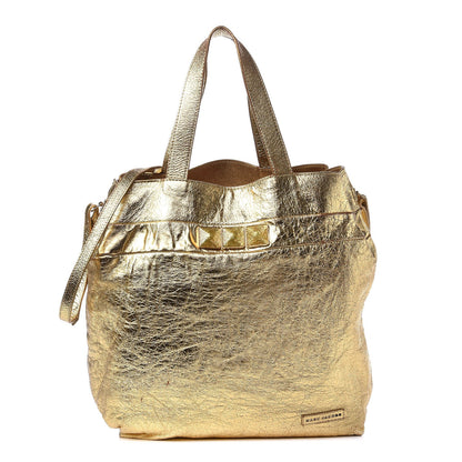 Marc Jacobs Crackled Calfskin Studded Tote Gold 1 of 12