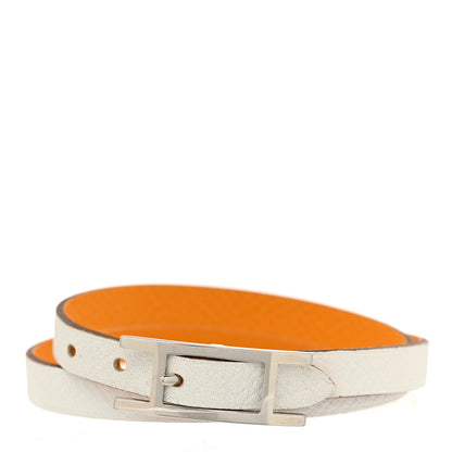Hermes Epsom Behapi Double Tour Bracelet M White Mango 4 of 7