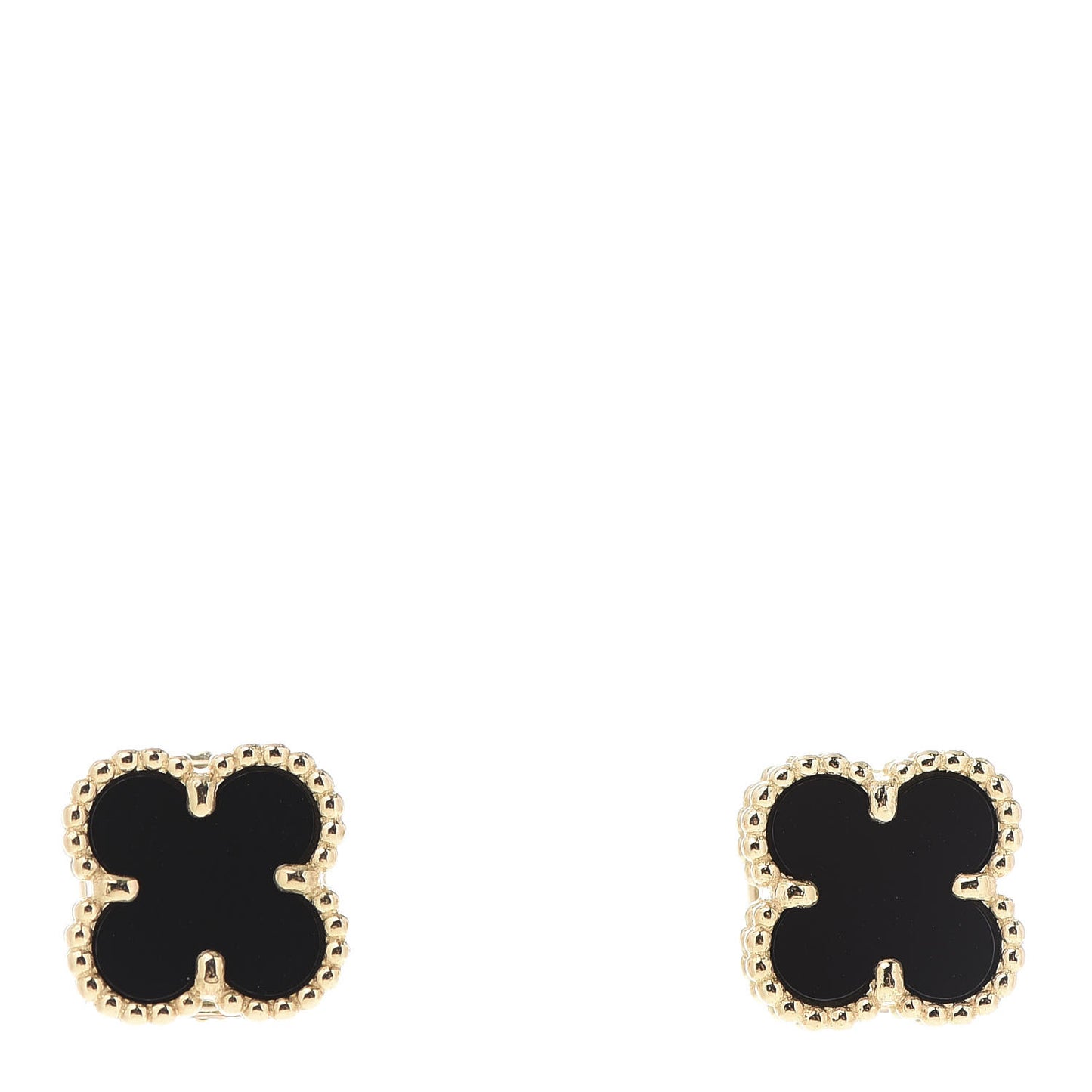 18K Yellow Gold Black Onyx Sweet Alhambra Earrings