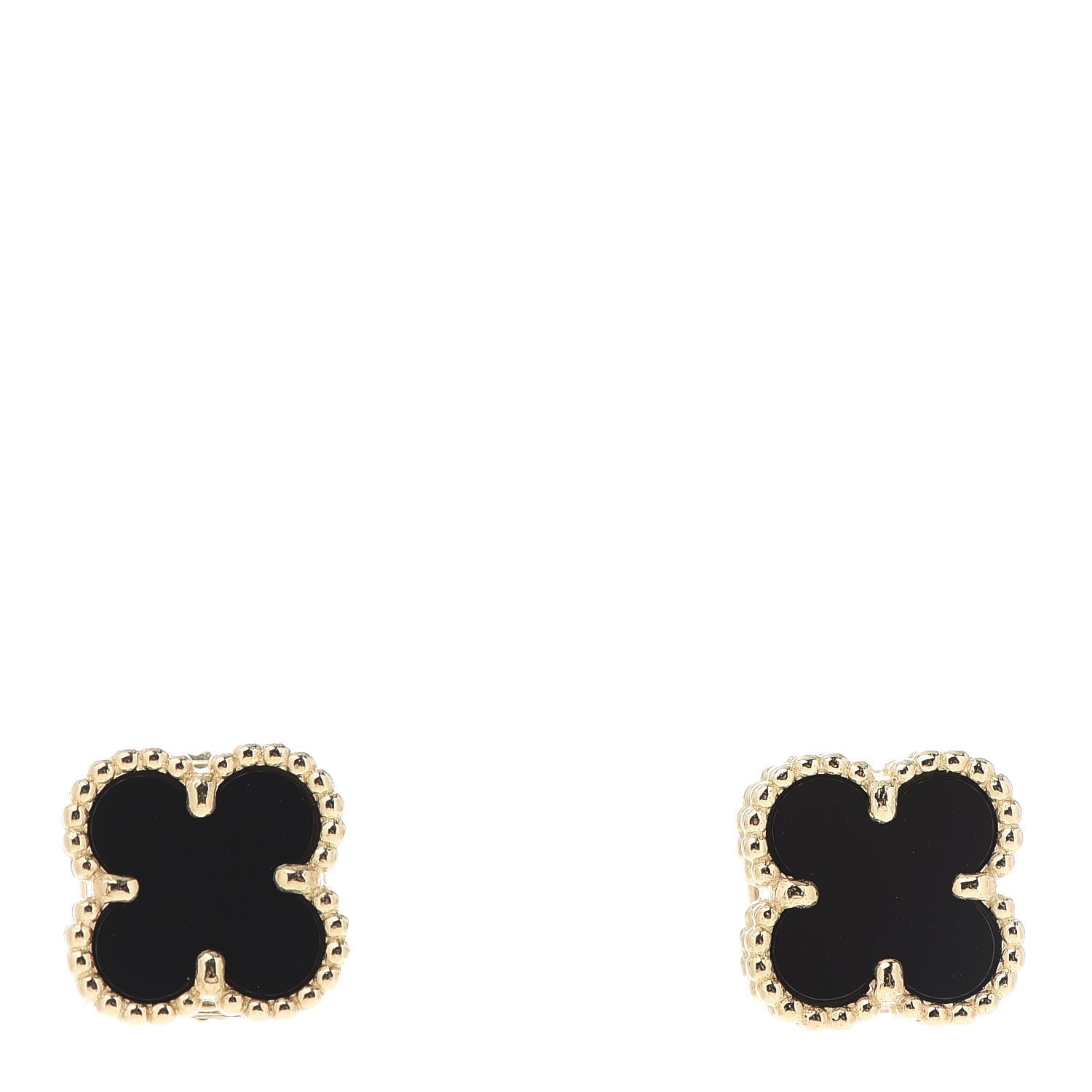 Van Cleef & Arpels 18K Yellow Gold Black Onyx Sweet Alhambra Earrings 1 of 6