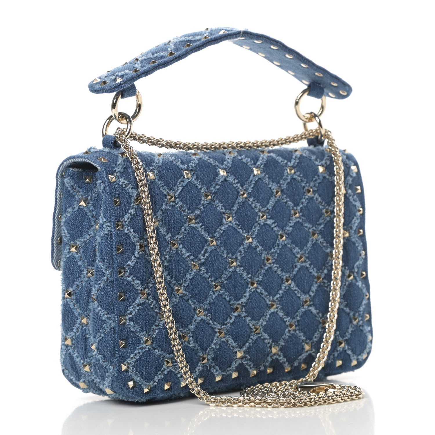 Valentino Garavani Denim Medium Rockstud Spike Shoulder Bag Denim 3 of 9