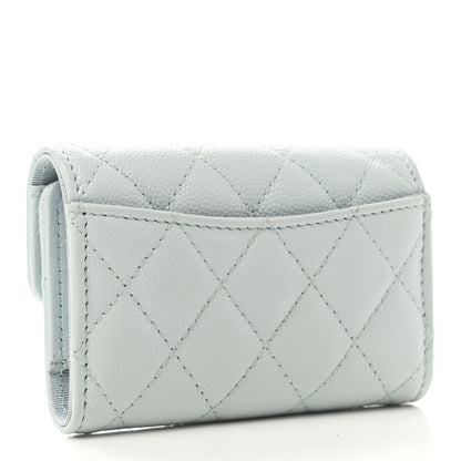 Chanel Caviar Quilted Classic 4 Key Holder Wallet Light Blue 3 of 8