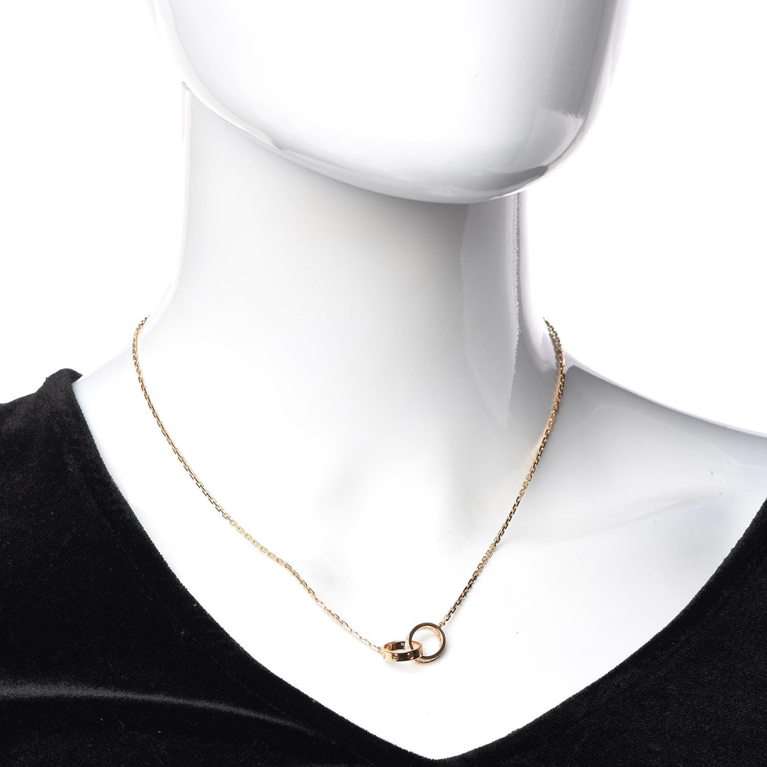Cartier 18K Pink Gold Diamond Interlocking LOVE Necklace 2 of 7