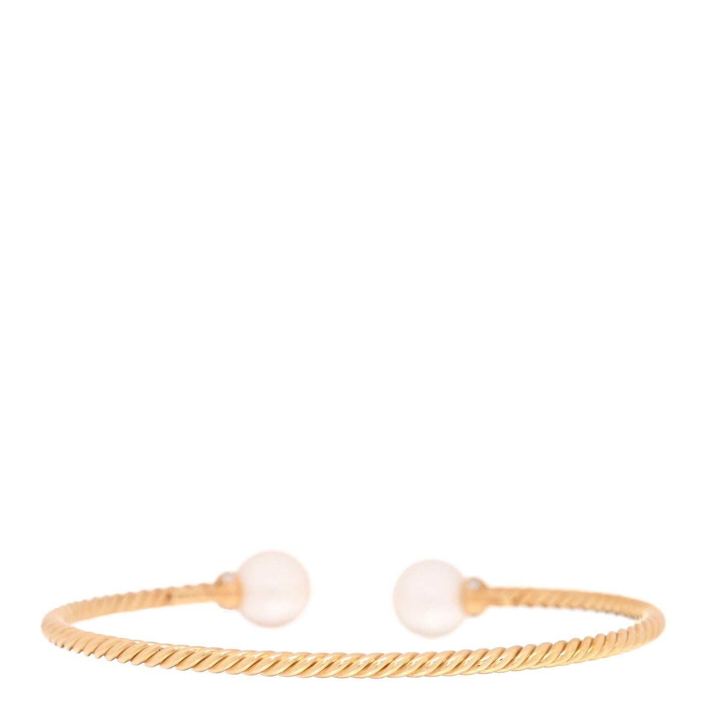 18K Yellow Gold Diamond Cultured Pearl 2.6mm Solari Cablespira Bracelet