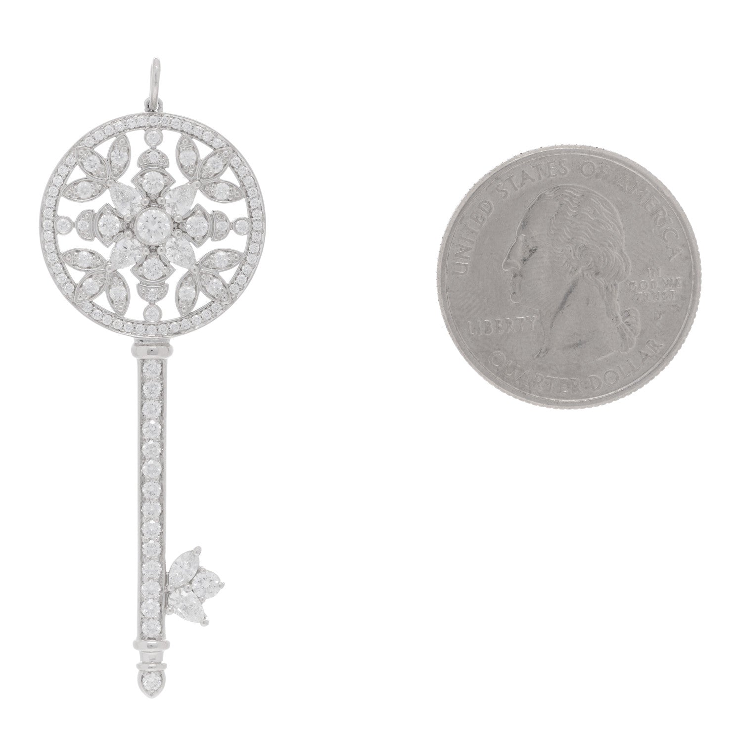 Tiffany Platinum Diamond Garden Key Pendant 2 of 4