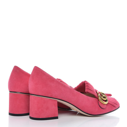 Gucci Kid Scamosciato GG Marmont Fringe 50mm Loafer Pumps 40 Hot Pink 4 of 8