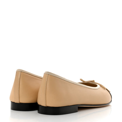 Chanel Lambskin Cap Toe CC Ballerina Flats 39 Beige Black 4 of 9