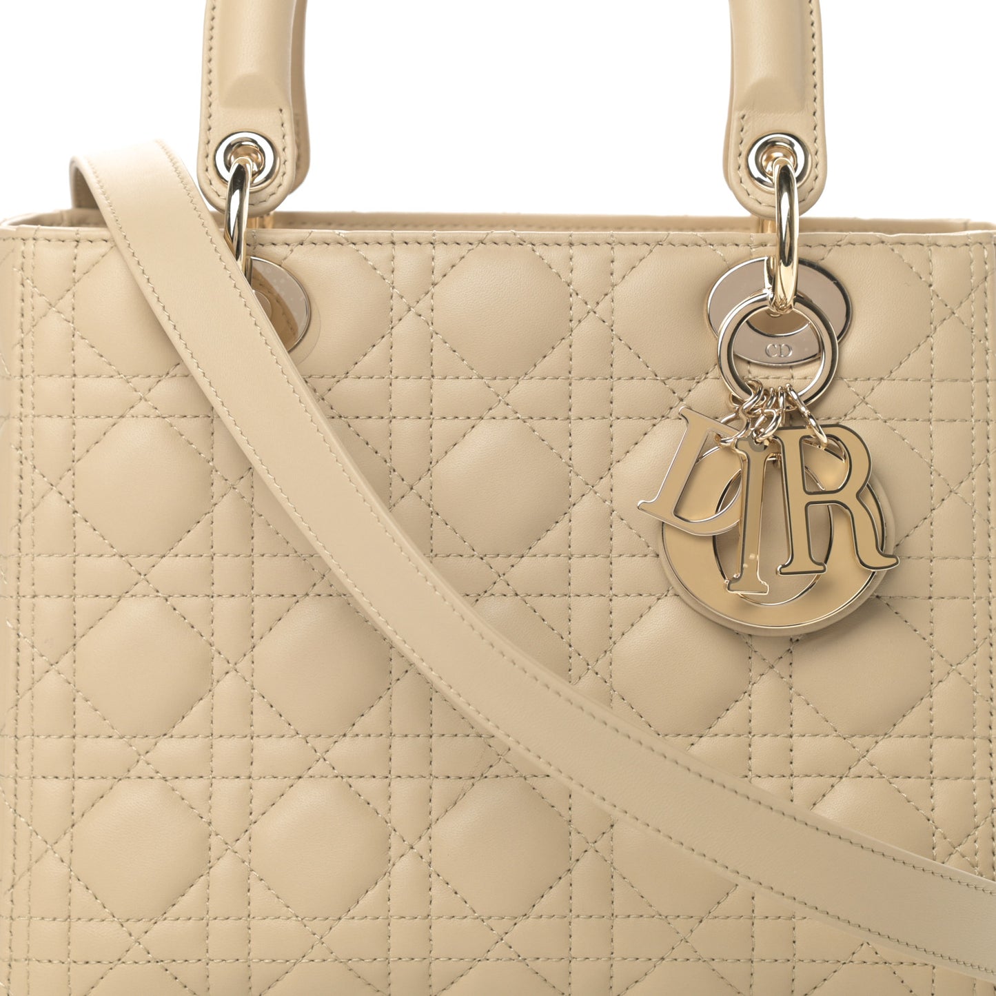 Lambskin Cannage Medium Lady Dior Light Beige