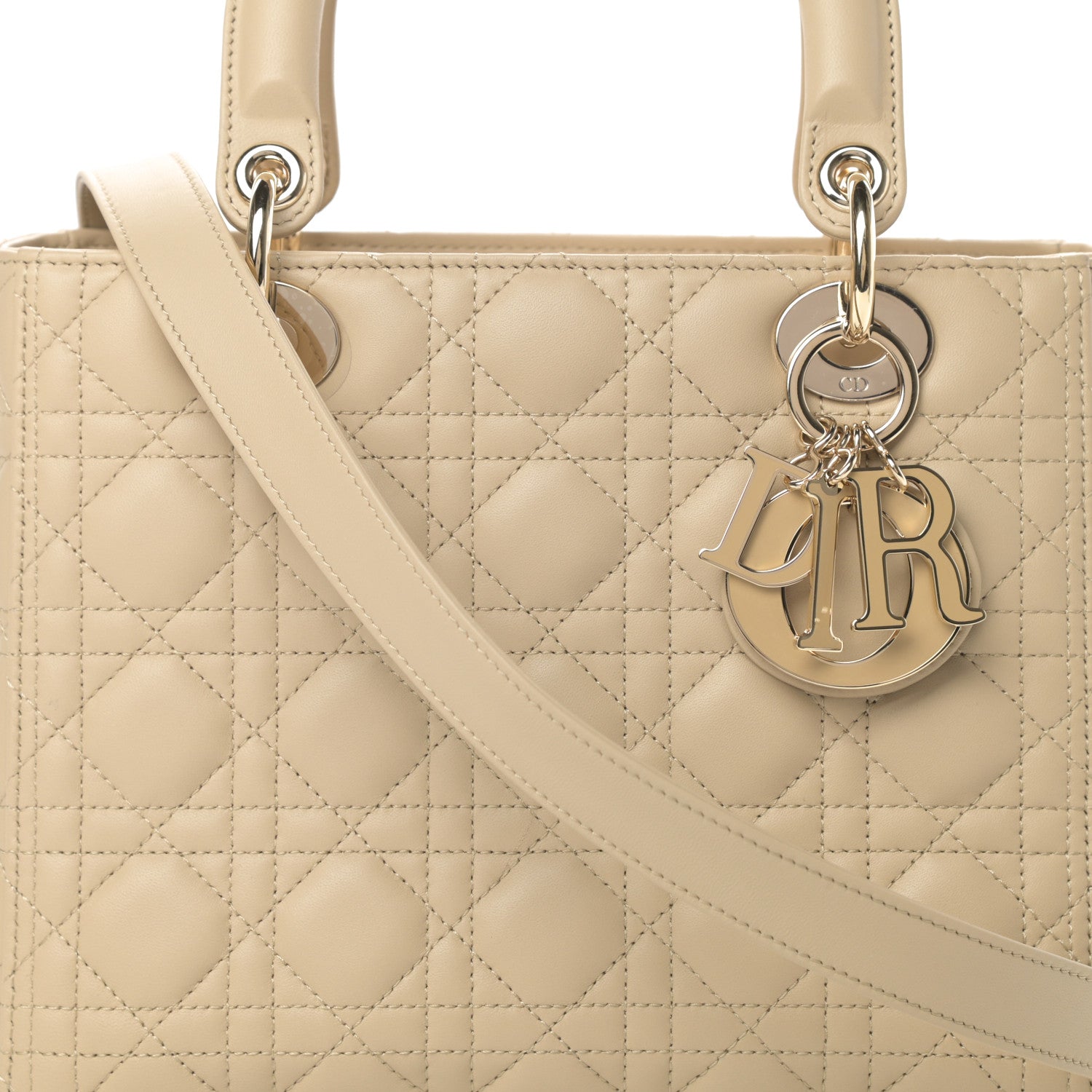 Christian Dior Lambskin Cannage Medium Lady Dior Light Beige 8 of 12