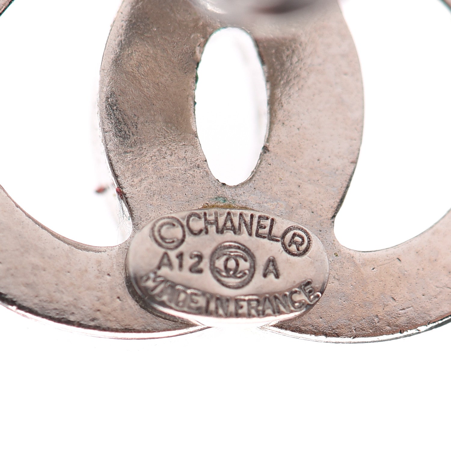 Chanel Crystal CC Earrings Silver 4 of 4