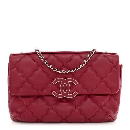 Chanel Calfskin Quilted Double Stitch Hamptons Clutch with Chain Red 1 of 13