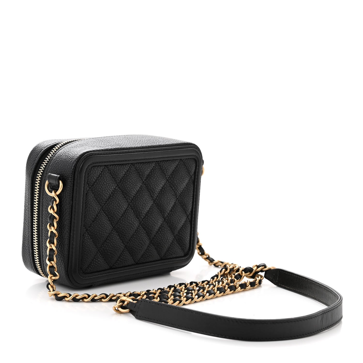 Chanel Caviar Quilted CC Filigree Vanity Clutch With Chain Black 3 of 10