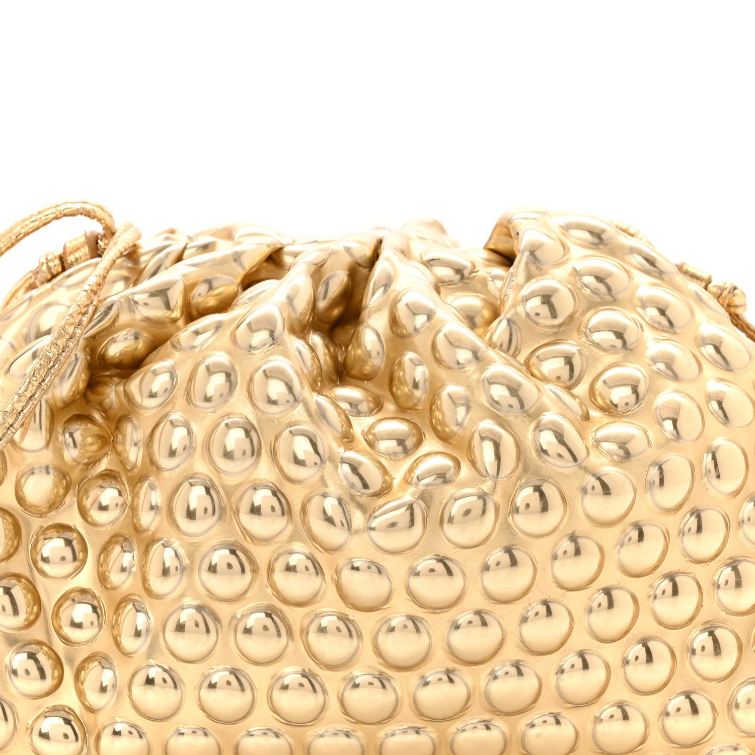 Bottega Veneta Metallic Fabric Bubble Wrap The Mini Pouch Gold