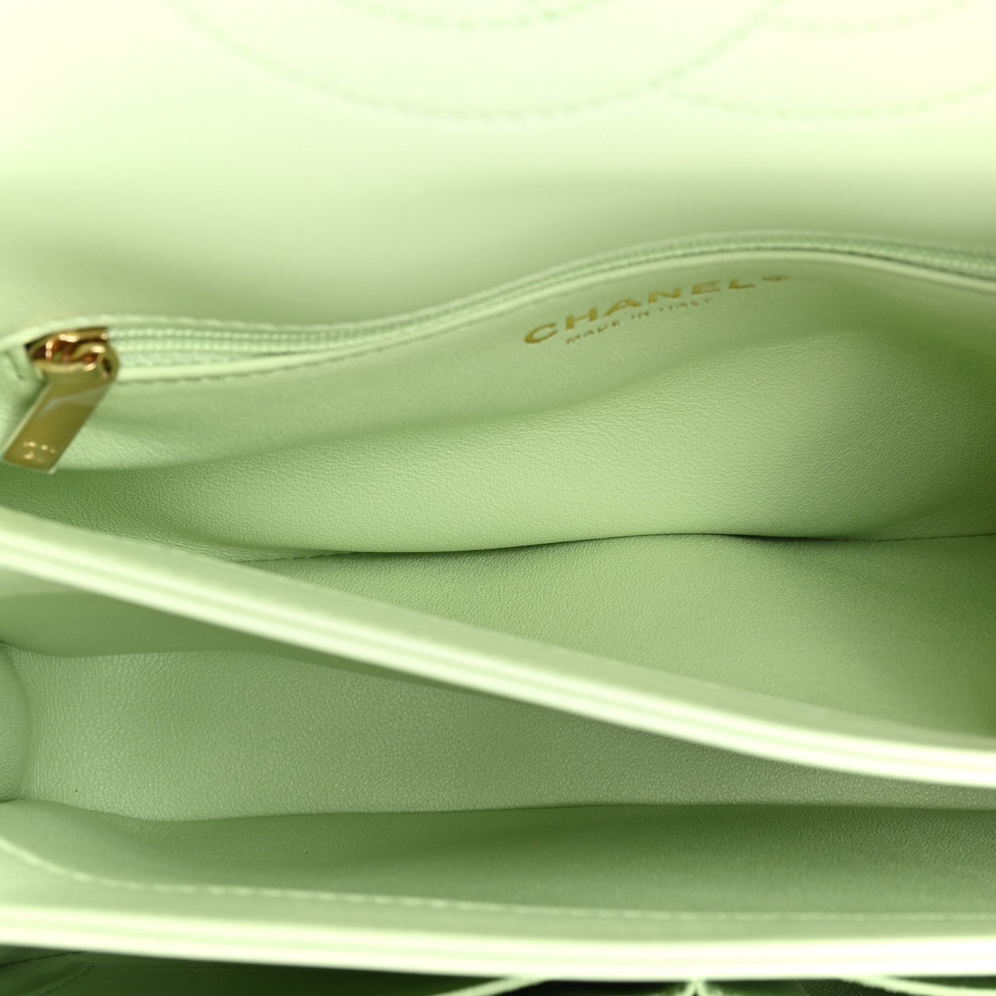 Lambskin Quilted Small Trendy CC Flap Dual Handle Bag Light Green