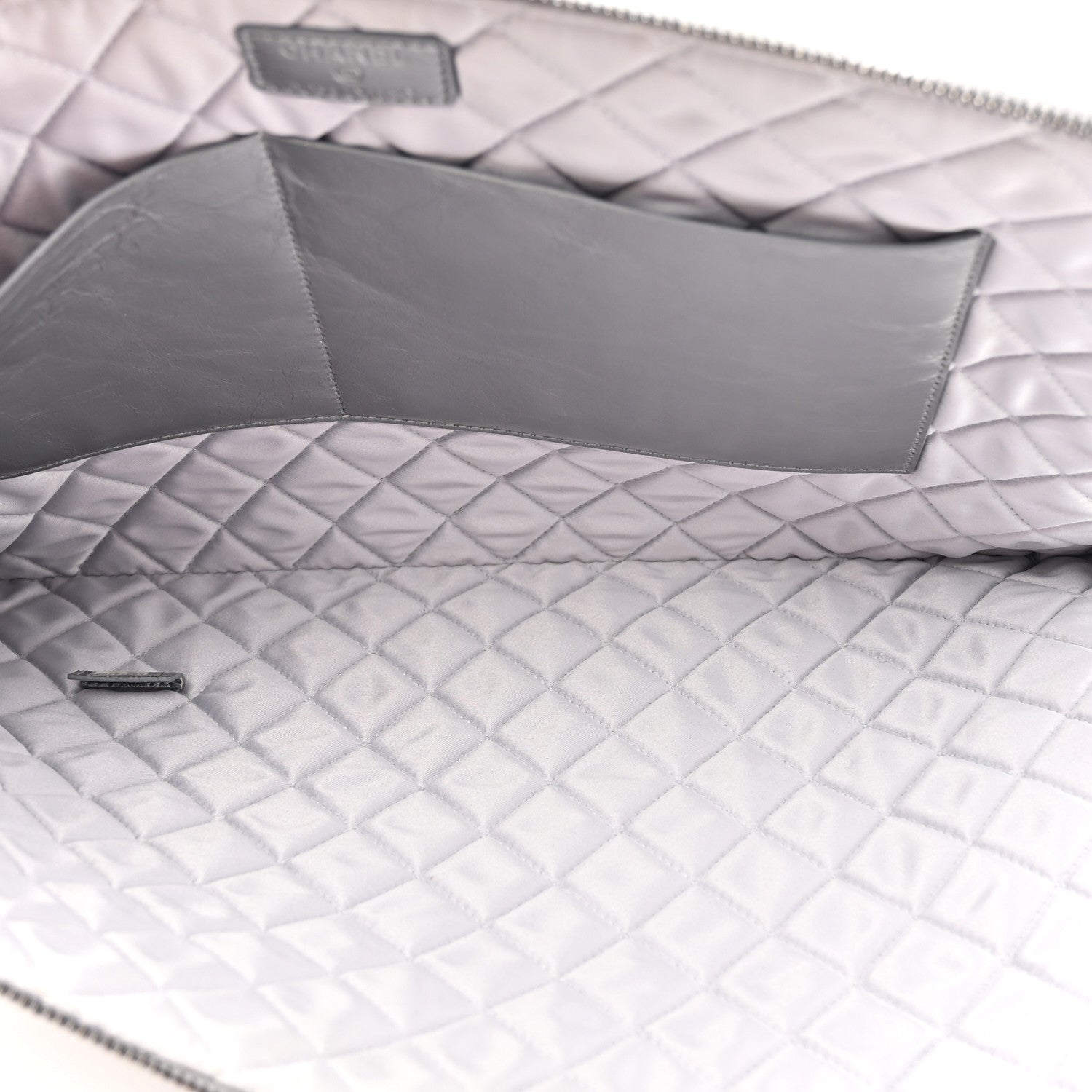 Chanel Metallic Crumpled Calfskin Quilted Large Slide Pouch Silver 5 of 13