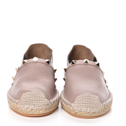 Valentino Garavani Pebbled Calfskin Rockstud Espadrilles 35 Poudre 2 of 9