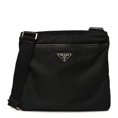 Prada Re-Nylon Saffiano Pocket Flat Messenger Bag Black 1 of 9