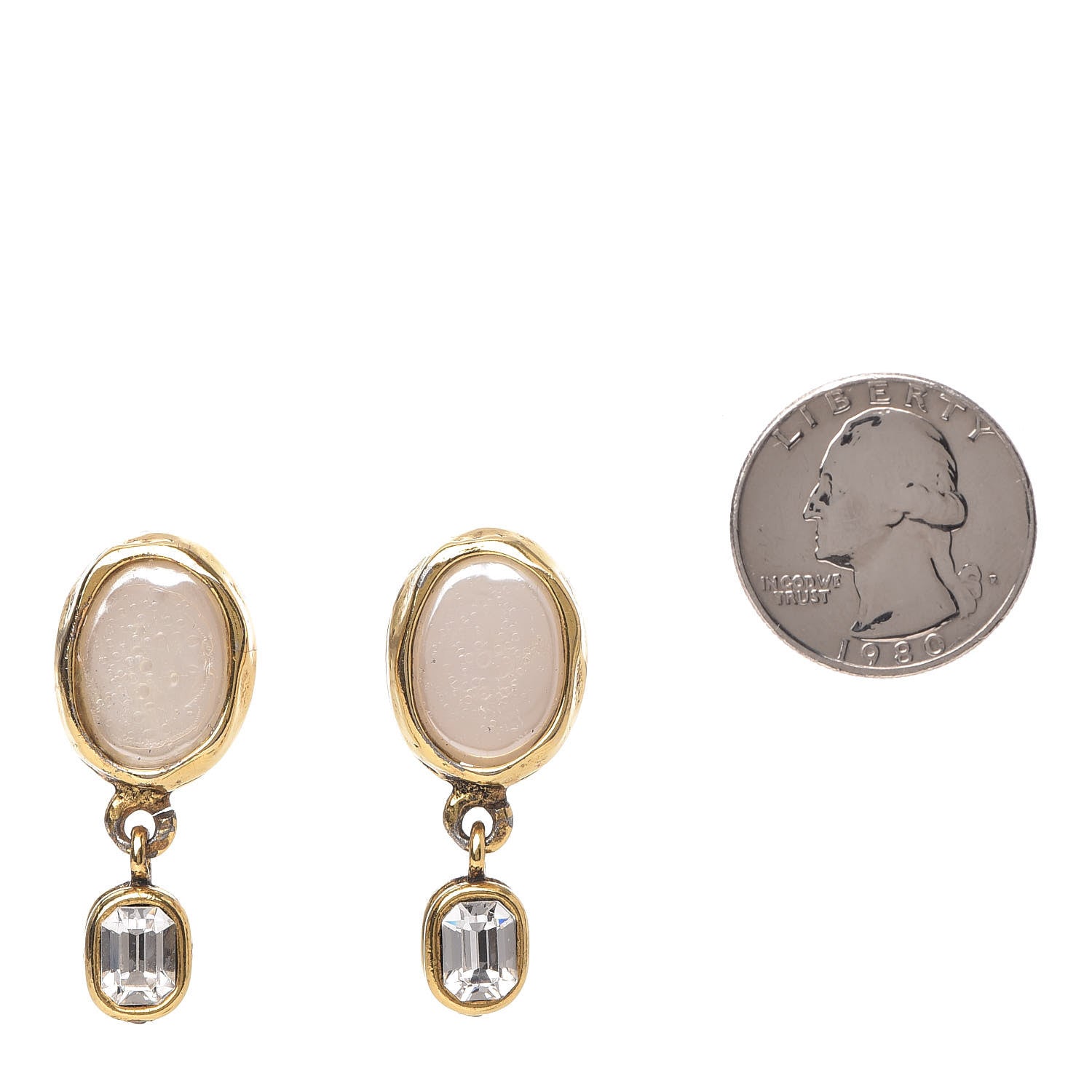 Chanel Pearl Crystal Drop Clip On Earrings 2 of 9