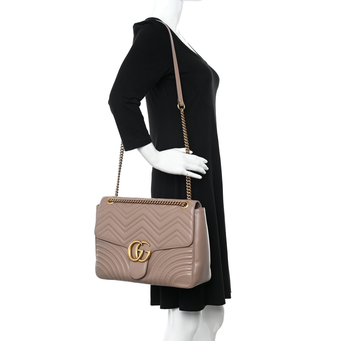Calfskin Matelasse Large GG Marmont Shoulder Bag Porcelain Rose