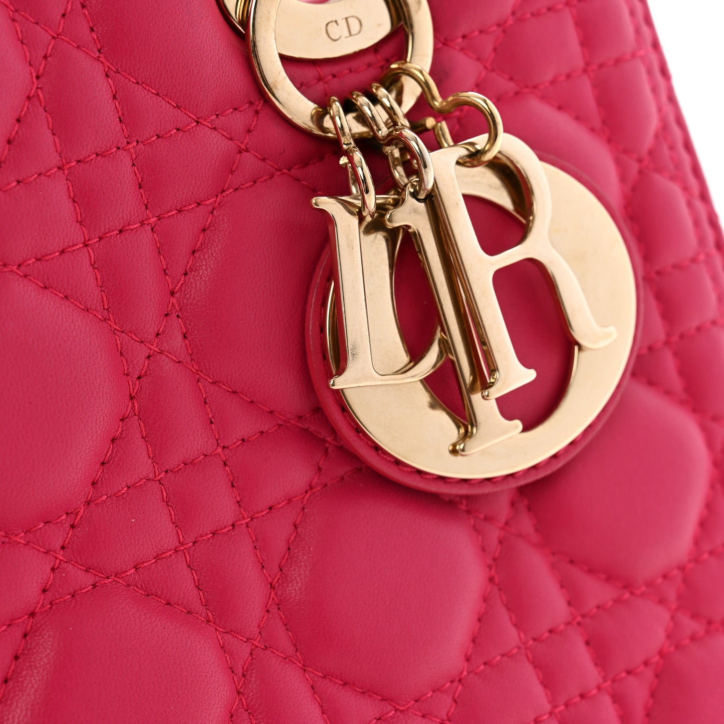 Lambskin Cannage Medium Lady Dior Fuchsia