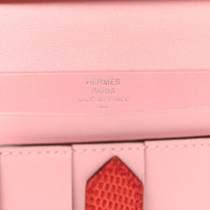 Hermes Tadelakt Lizard Bearn Gusset Wallet Rose Sakura Bougainvillea 6 of 8