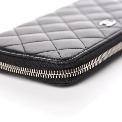 Chanel Lambskin Quilted Large Gusset Zip Around Wallet Black 15 of 17