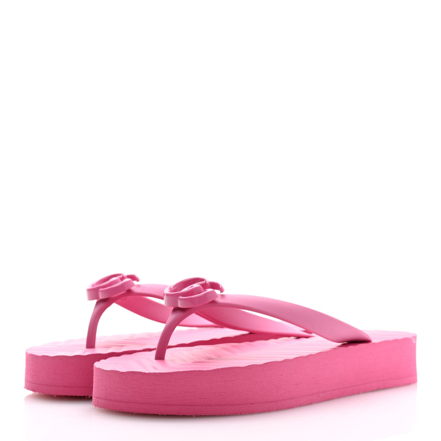 Rubber Chevron Womens GG Thong Sandals 37 Pink Tropical Flower