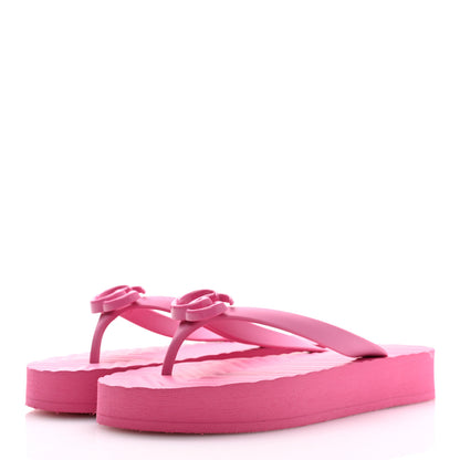 Gucci Rubber Chevron Womens GG Thong Sandals 37 Pink Tropical Flower 3 of 7