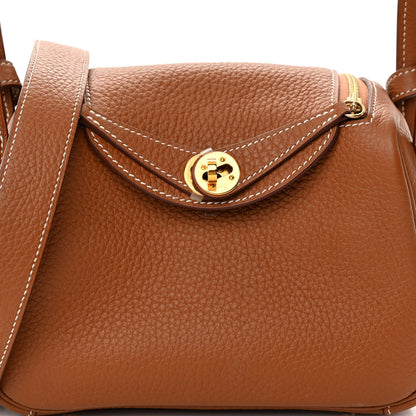 Hermes Taurillon Clemence Mini Lindy 20 Gold 7 of 10