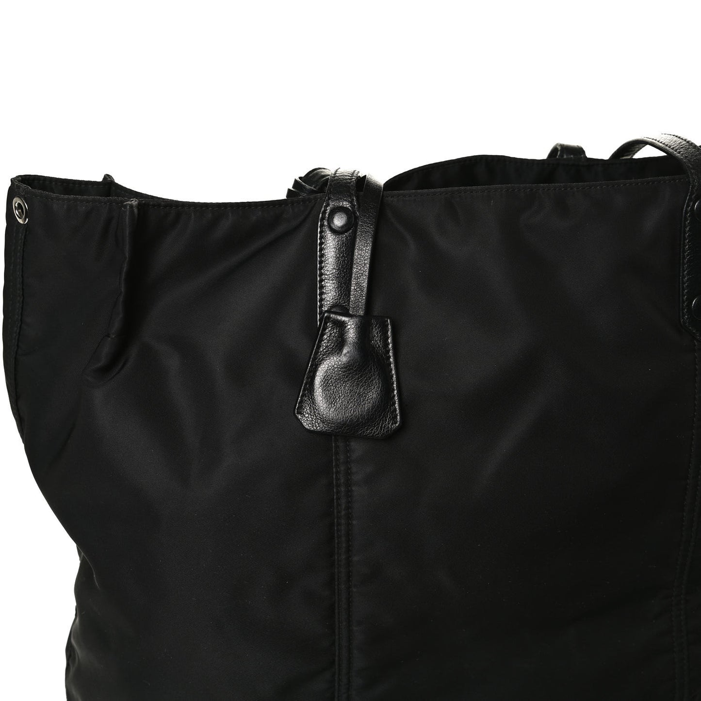 Tessuto Nylon Glace Calfskin Etiquette Tote Black
