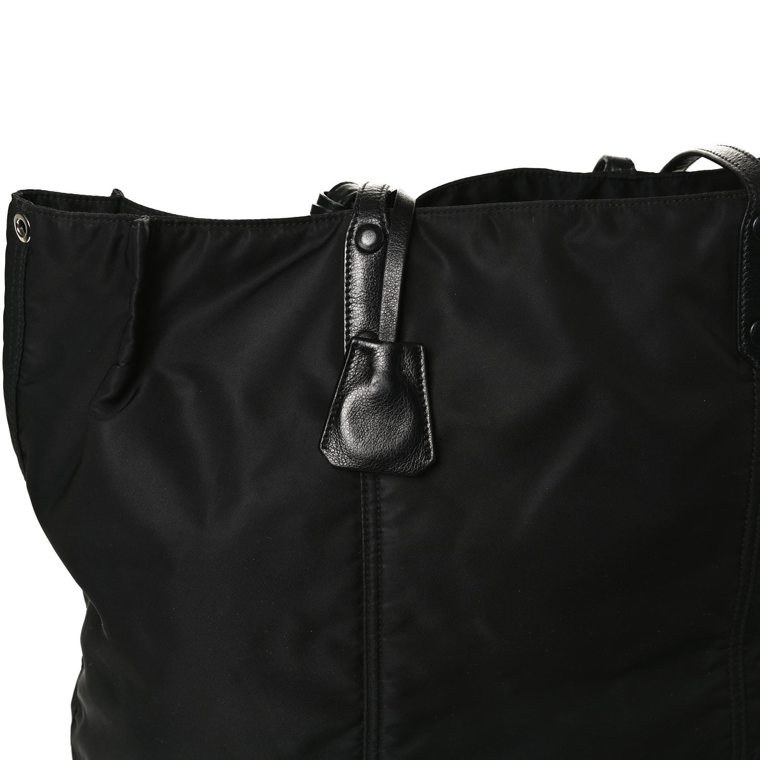 Prada Tessuto Nylon Glace Calfskin Etiquette Tote Black 15 of 16