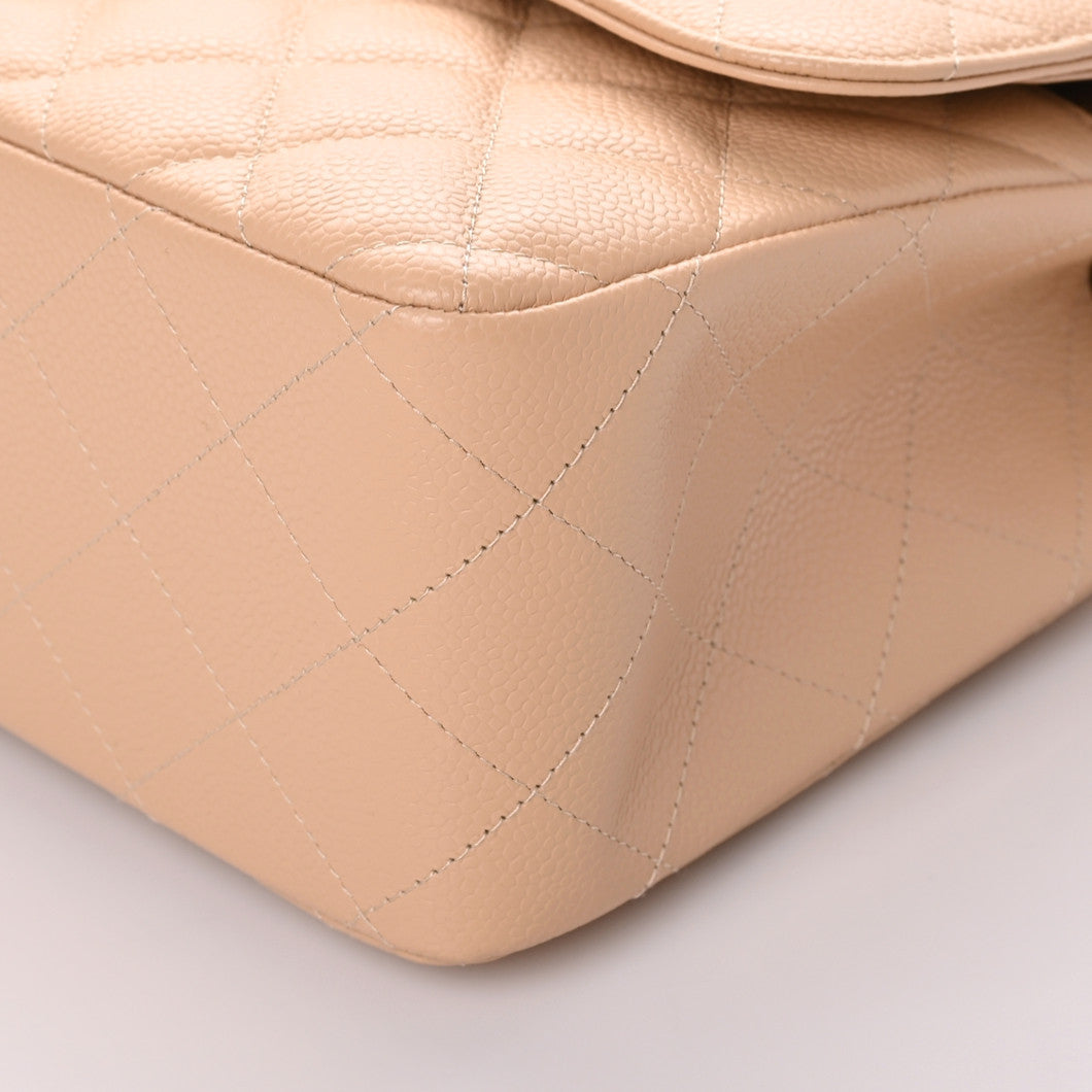 Chanel Caviar Quilted Jumbo Double Flap Beige 6 of 11