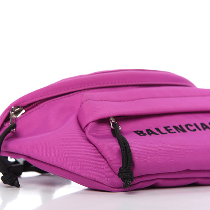 Balenciaga Sport Nylon Logo Embroidered Small Wheel Beltpack Fuchsia Black 6 of 9