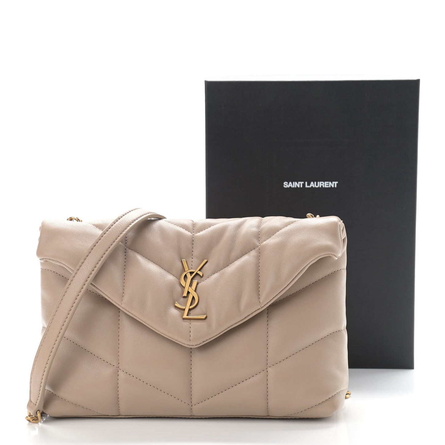 Lambskin Quilted Toy Loulou Puffer Monogram Chain Satchel Dark Beige