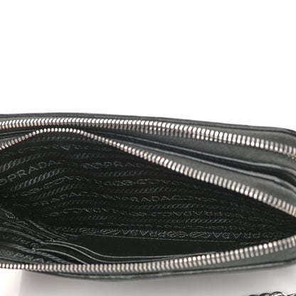 Prada Nappa Impunture Diagramme Mini Double Zip Chain Crossbody Bag Black 6 of 12