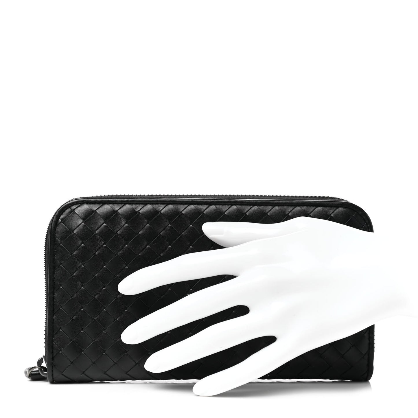 Nappa Intrecciato Zip Around Wallet Black