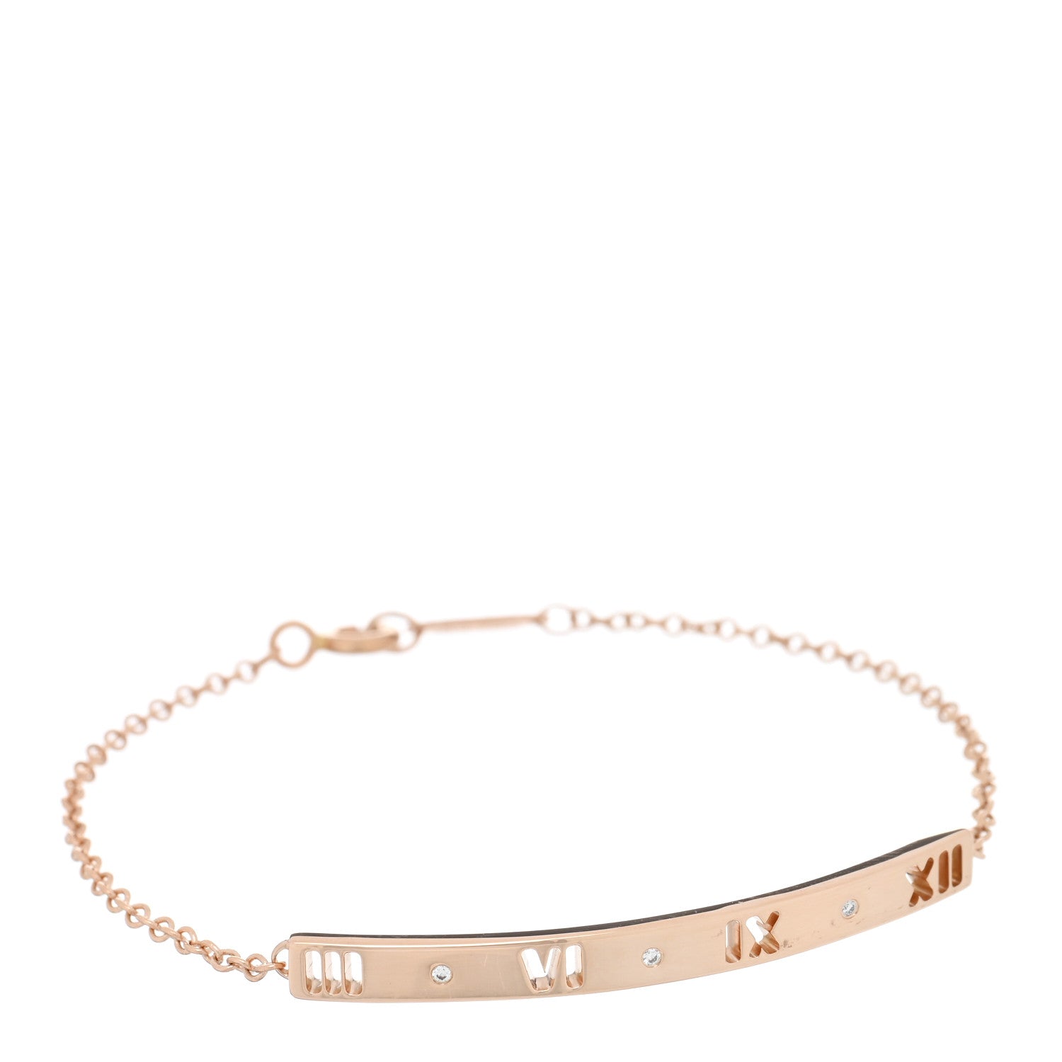 Tiffany 18K Rose Gold Diamond Atlas Bar Pierced Bracelet 1 of 3