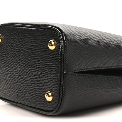 Prada Saffiano Cuir Small Panier Bucket Bag Black Fuoco 8 of 8