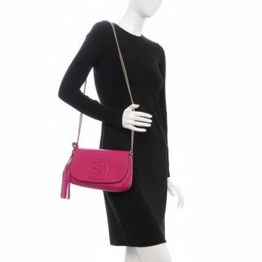 Cellarius Calfskin Medium Soho Flap Crossbody Bright Bouganville