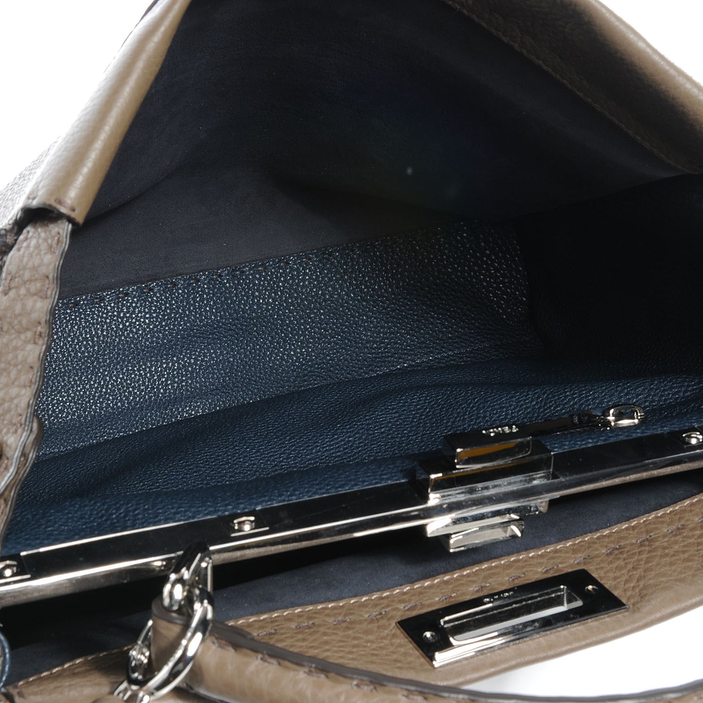 Cuoio Romano Selleria Bi-Color Large Peekaboo Iconic Satchel Taupe