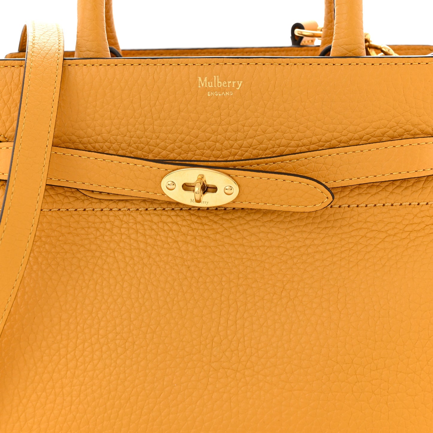 Heavy Grain Calfskin Small Belted Bayswater Tote Deep Amber