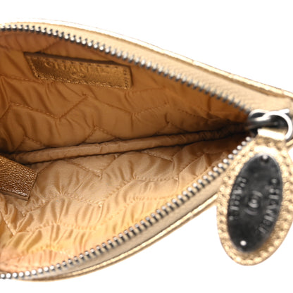 Chanel Metallic Sheepskin Chevron Quilted Small Cosmetic Case Gold 5 of 9