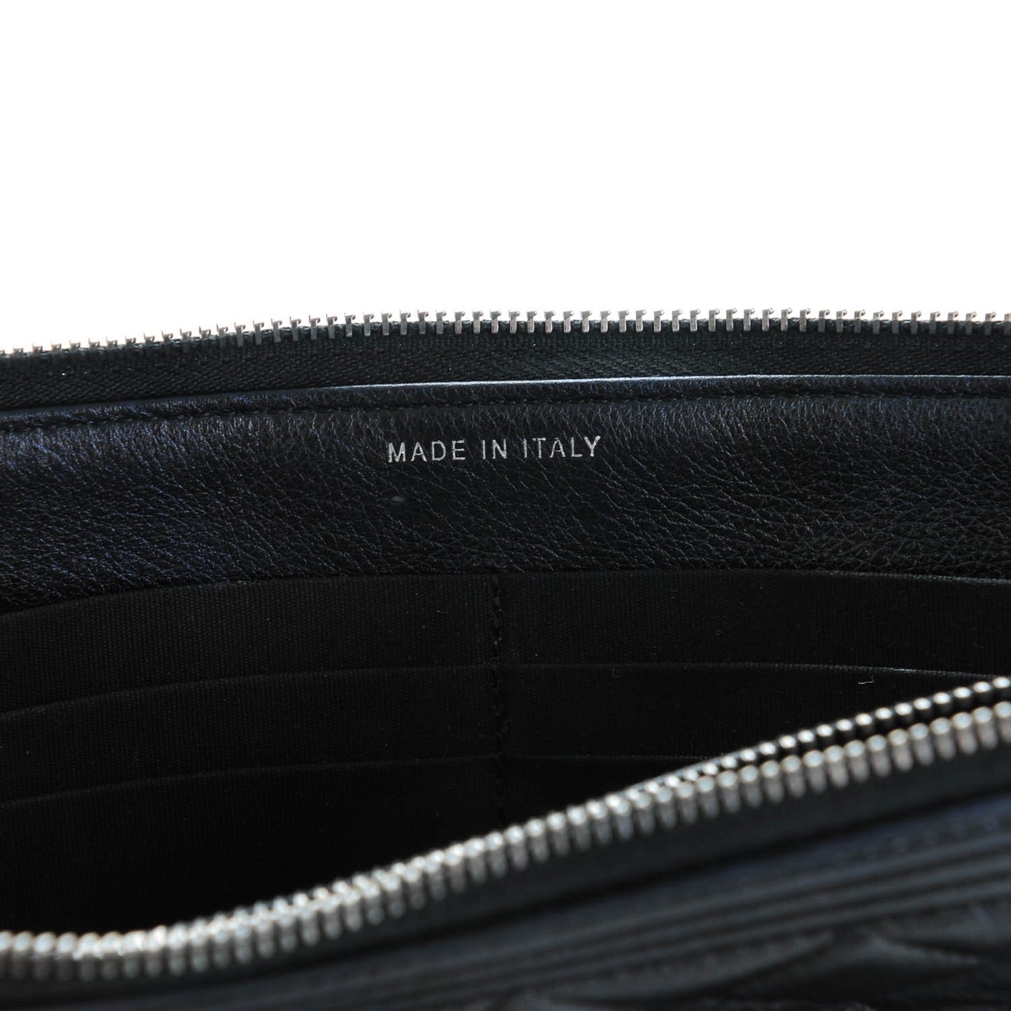 Calfskin Quilted Small Zipped Boy Pouch Black