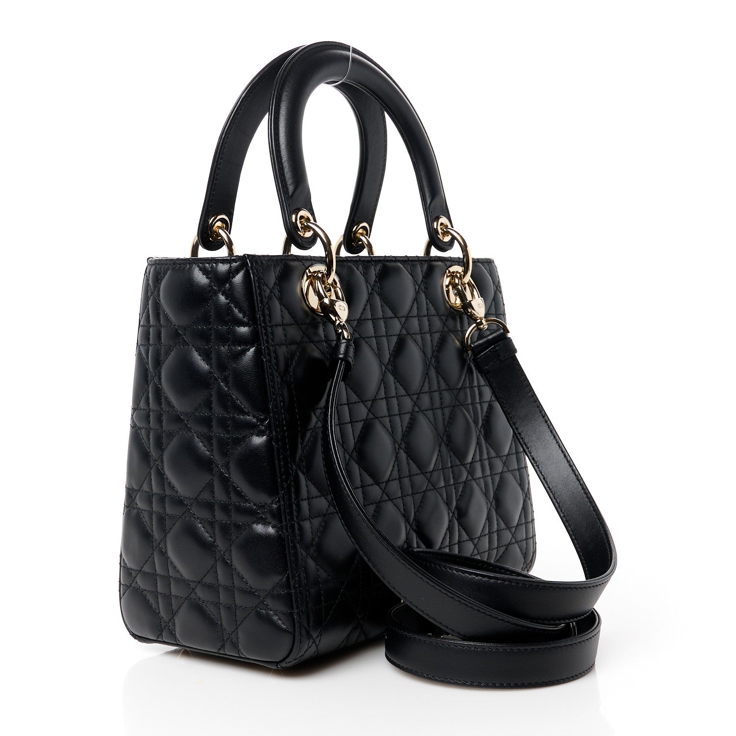 Christian Dior Lambskin Cannage Medium Lady Dior Black 3 of 10