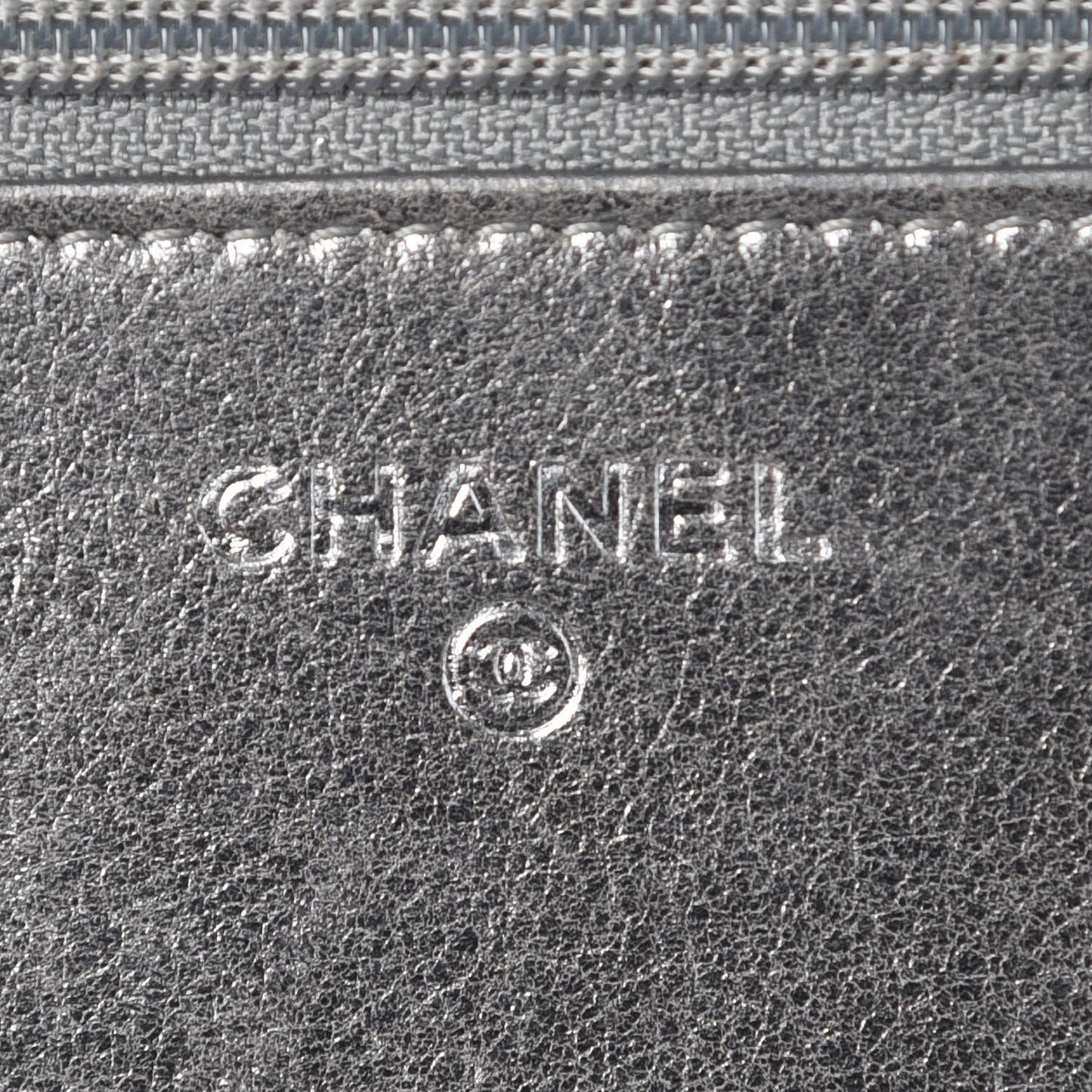 Metallic Calfskin Quilted Boy Wallet On Chain WOC Silver